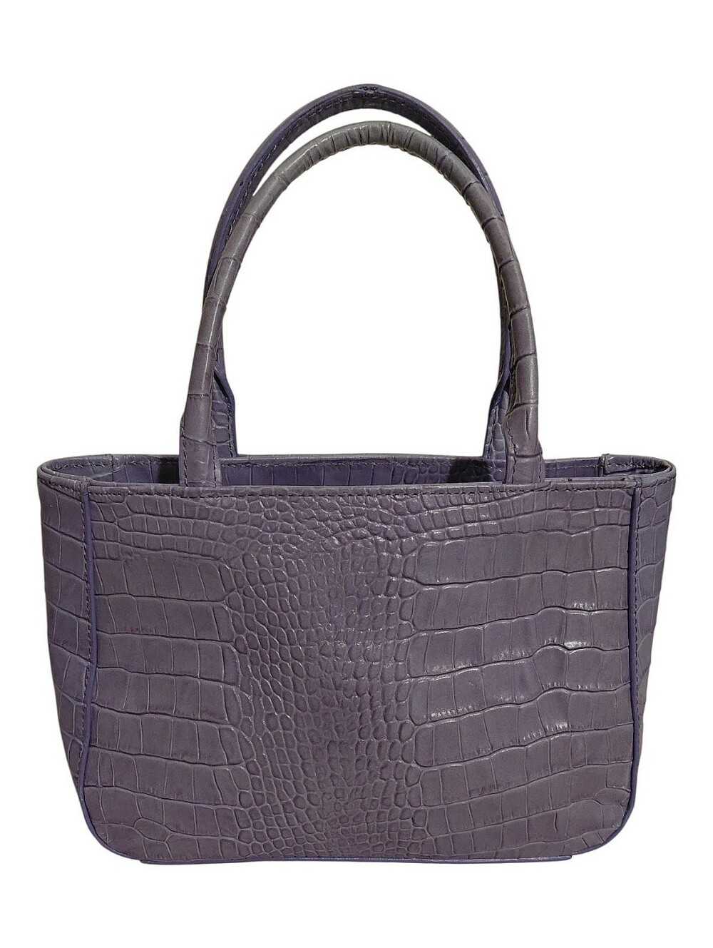 Express Croc Embossed Lilac Purple Leather Small Tote Bag
